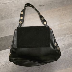 French Connection Black Stud-Accent Shoulder Satchel